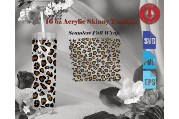 16oz Acrylic Skinny Tumbler Cheetah Prin