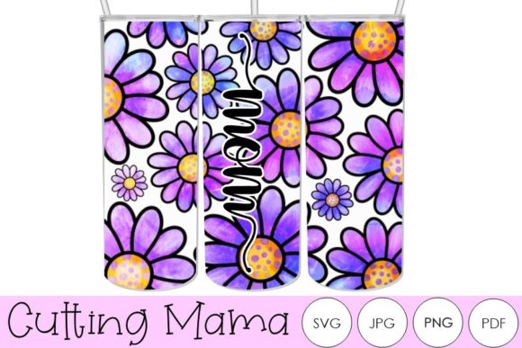 20 Oz Skinny Tumbler Purple Daisy Mom