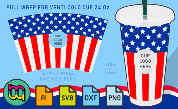 24oz Venti Cold Cup Fullwrap America