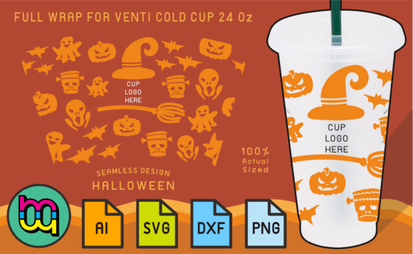 24oz Venti Cold Cup Fullwrap Halloween