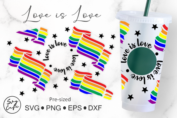 24oz Venti Cold Cup Love is Love Design