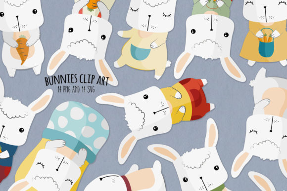 Bunny SVG Clipart Set of 14