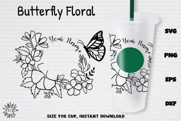 Butterfly Floral Custom Venti Cup 24 Oz
