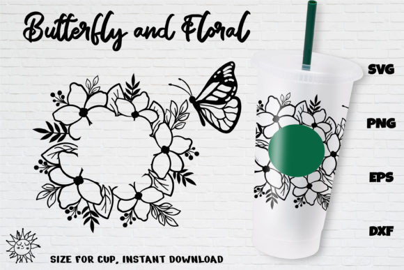 Butterfly Floral Wrap Venti Cold Cup 24