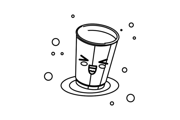 Coffee Cup Drink Kawaii Outline