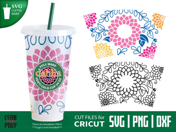 Dahlia Flower 24 Oz Venti Cold Cup Wrap