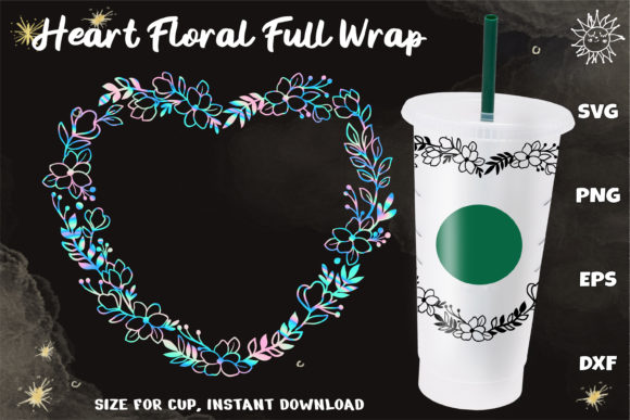 Heart Floral Wrap Venti Cold Cup 24 Oz