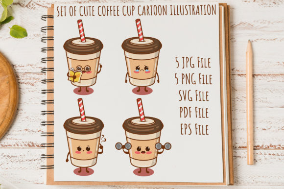 Set of Cute Coffee Cup All Expression