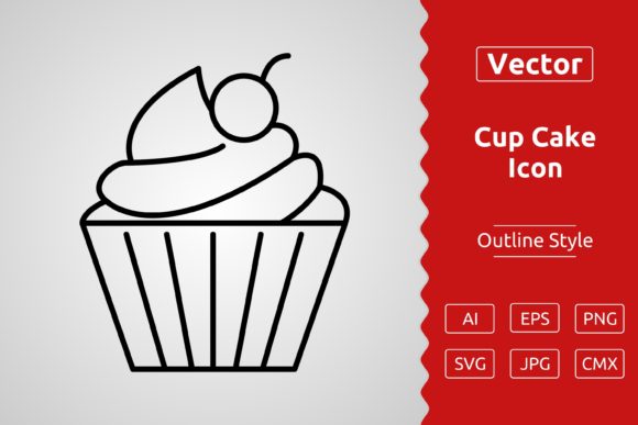 Vector Cup Cake Outline Icon